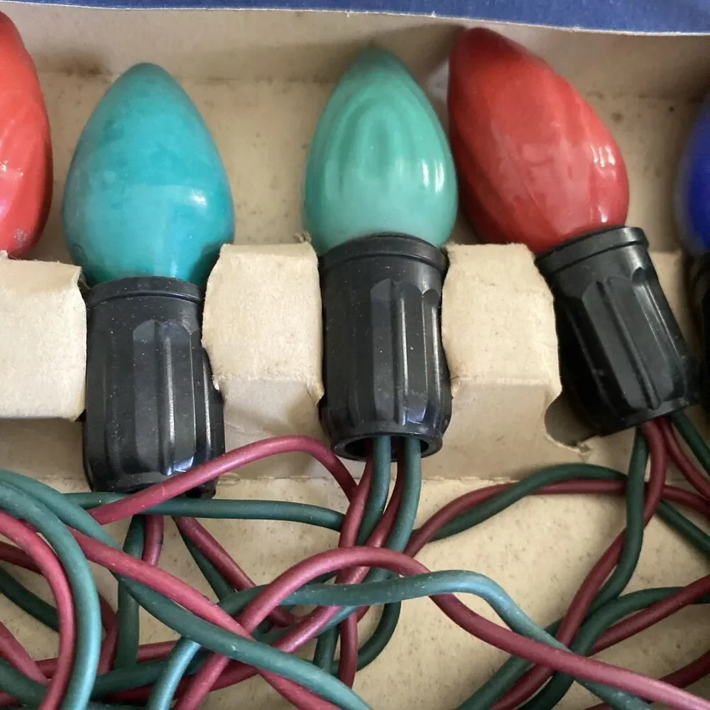 Vintage 2 Wire Christmas Tree Light Strand C-9 Sears-Roebuck Original Box